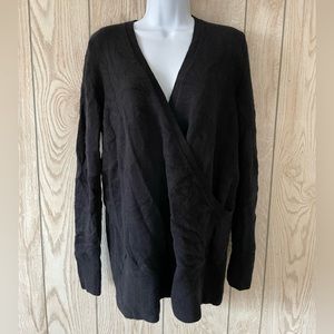 Ann Taylor Black Cross Wrap Tunic Sweater, Women’s M